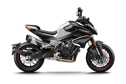 CF Motos Martínez - Perfil lateral de la moto naked CFMOTO 450 NK en combinación negro y gris