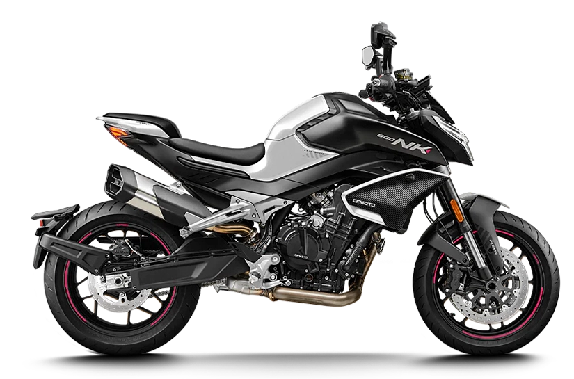 CF Moto Martínez - Perfil lateral de la CFMOTO 800 NK blanca CF Motos Martínez - Vista lateral de la moto naked CFMOTO 800 NK en color blanco